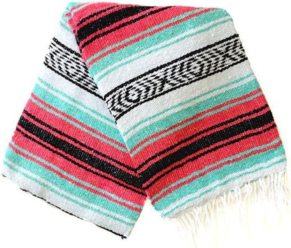 Del Mex Classic Mexican Blanket, Large Authentic Woven Falsa Throw (70"x50"), Artisan Southwest Décor for Beach, Yoga, Outdoors (Lavender)