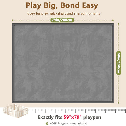 Baby Play Mat for Floor, 1.3'' Thick Memory Foam Tummy Time Mat - Super Soft Coral Velvet Nursery Rug with Non-Slip Backing, Crawling Rug for Toddlers/Infants, Yoga & Tatami Use, Oatmeal, 79''x 118''