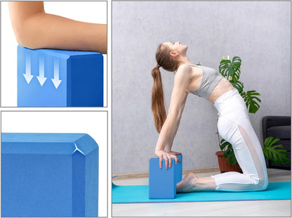 EXERZ Yoga Blocks 2 pack, Gym Blocks, Exercise Workout Fitness Bricks, Pilates Stretch Handstand Non-Slip