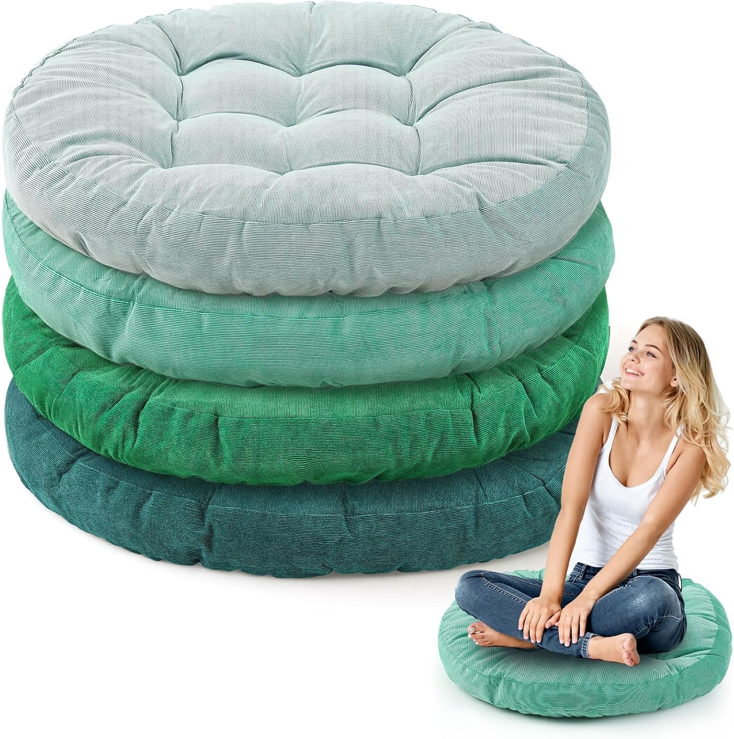 Jerify Floor Pillow Cushions Large Round Square Large Meditation Floor Pillow for Classroom Adult Meditation Picnic Party Seating Learning Daycare School(Square,Mixed Colors,4 Pcs)