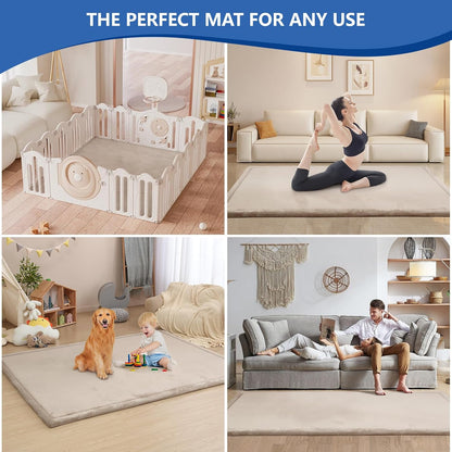 Baby Play Mat for Floor,1.3" Thick Memory Foam Tummy Time Mat,Soft Coral Velvet Nursery Rug,Large Non Slip for Crawling,Toddlers,Infants,Kids,Yoga & Tatami Style for Living Room(Dark Gray)