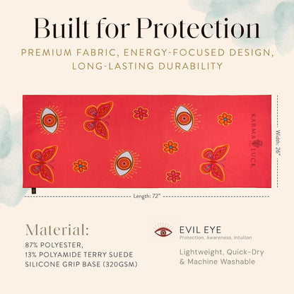 KARMA AND LUCK Radiant Protection Yoga Towel, Absorbent, Non-Slip Hot Yoga Mat Towel, Silicone Grip & Soft Terry Suede for Spiritual Energy Shield & Clarity, 26” x 72”