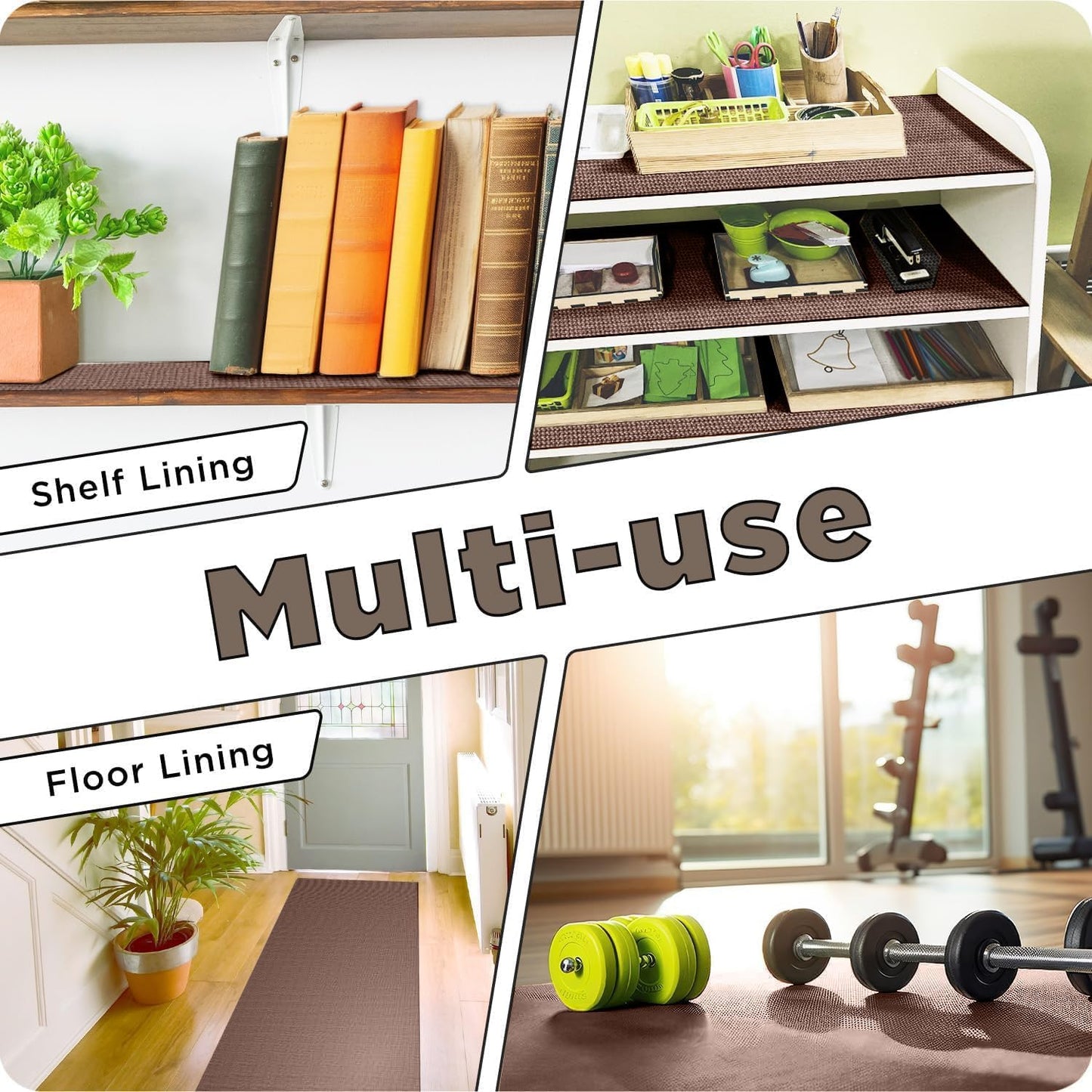 Slip-Resistant Floor Mat Roll & Yoga Mat – 25ft x 24" x 5mm – Cut-to-Fit Hallway Runner, Kitchen Mat, Drawer Liner, Shelf Liner, Bench Mat, Washable Pet Crate Pad, Cabinet Liner – Mocha