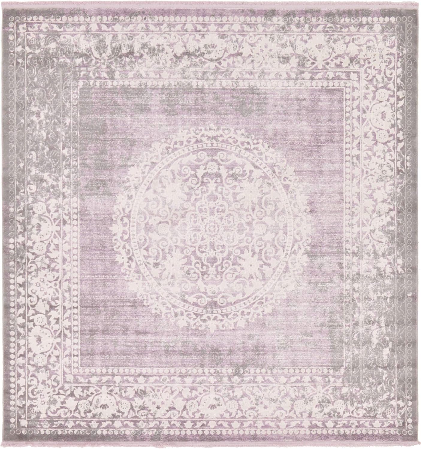 Unique Loom New Classical Collection Area Rug - Olwen (4'Round, Purple/ Gray)