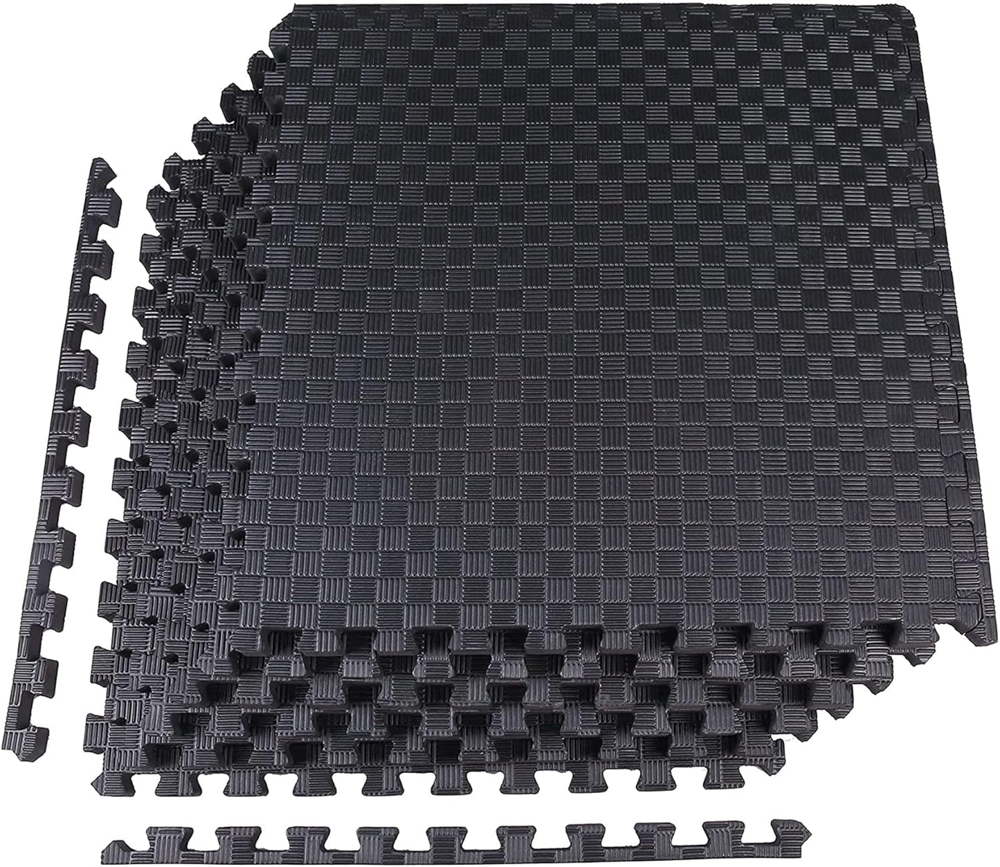 BalanceFrom Puzzle Exercise Mat 1" Thick, EVA Interlocking Foam Floor Tiles for Home Gym, Mat for Home Workout Equipment, Floor Padding for Kids, Black, 24 in x 24 in x 1 in, 24 Sq Ft - 6 Tiles