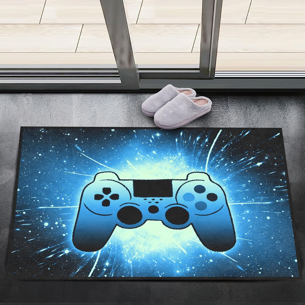 Video Game Rug - Gaming Themed Rug Gamepad Controller Area Rugs for Bedroom Gaming Carpet for Boys Game Carpet for Playrooms Bedroom Doormat Yoga Mats