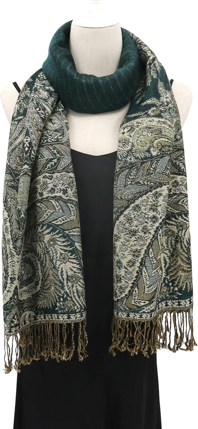 vimate Silky Paisley Pashmina Shawl Scarf-Women's Soft Double-side Jacquard Pashminas Wrap for Evening Dress Travel Shawl