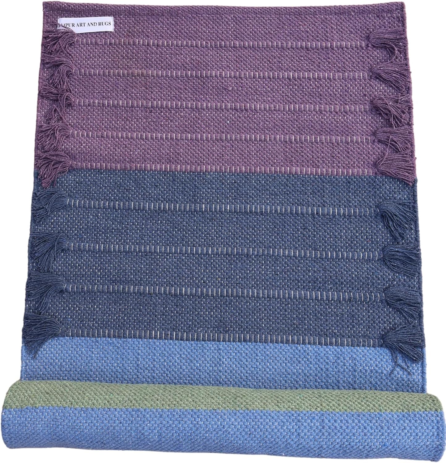 Jaipur art & Rugs Cotton Yoga Mat - Eco-Friendly Hand-Woven Rug - Non Slip & Thick (24”x72”x5mm) for Everyday Fitness at Home - Comfortable Extra-Long