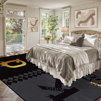 5' X 7' Queen and King Rug Black Grey Area Rugs Dining Living Room Bedroom Kitchen Office Yoga Room Washable Floor Mat Doormats Throw Rug Carpet Room Decor