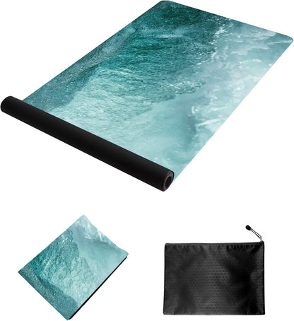 nuveti Printed Travel Yoga Mat-1/16 Inch Thick Non Slip Fitness Workout Mat with Carrying Bag, Foldable Lightweight Suede & Natural Rubber Yoga Mat for Yoga Pilates and Fitness 72" L x 24" W x 1.5mm