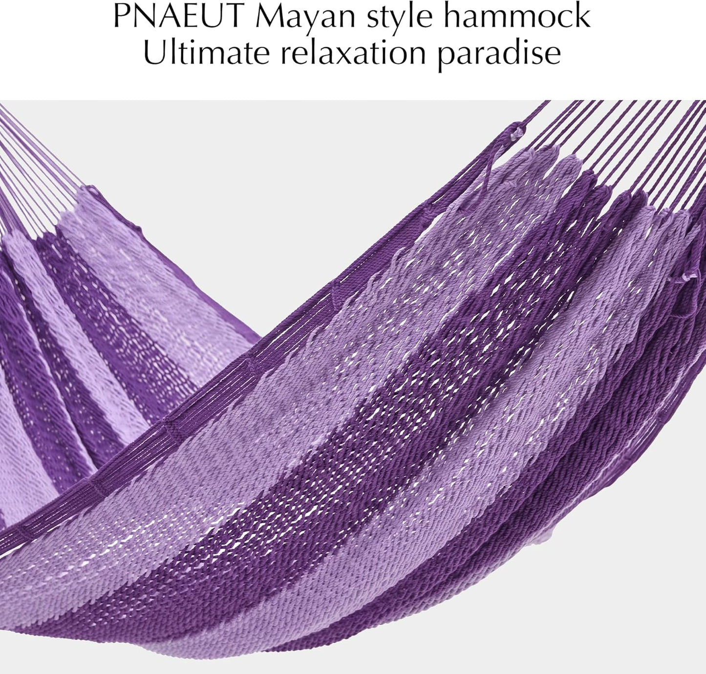 PNAEUT Handwoven Mayan Hammocks, Double Rope Hammock for Outdoor Outside & Indoor, Thick Soft 600 lbs Capacity Heavy-Duty, Includes Tree Straps, Carabiners & Carrying Bag (Nature, X-Large)