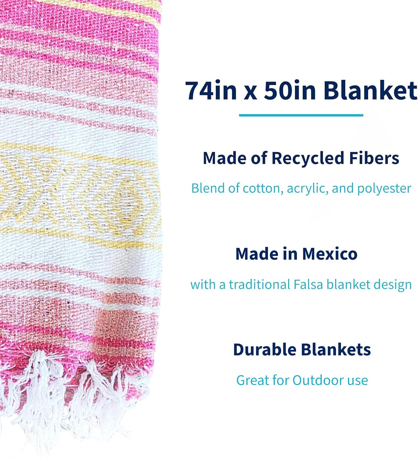 La Montana Authentic Mexican Blanket (10-Pack) - 74in x 50in Woven in Mexico - Falsa Throw for Yoga Studio, Picnic/Camping/Beach, Saddle Blanket, Bed/Home Decor (Assorted Neutrals)