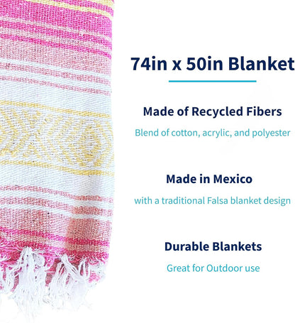 La Montana Authentic Mexican Blanket (10-Pack) - 74in x 50in Woven in Mexico - Falsa Throw for Yoga Studio, Picnic/Camping/Beach, Saddle Blanket, Bed/Home Decor (Assorted Neutrals)