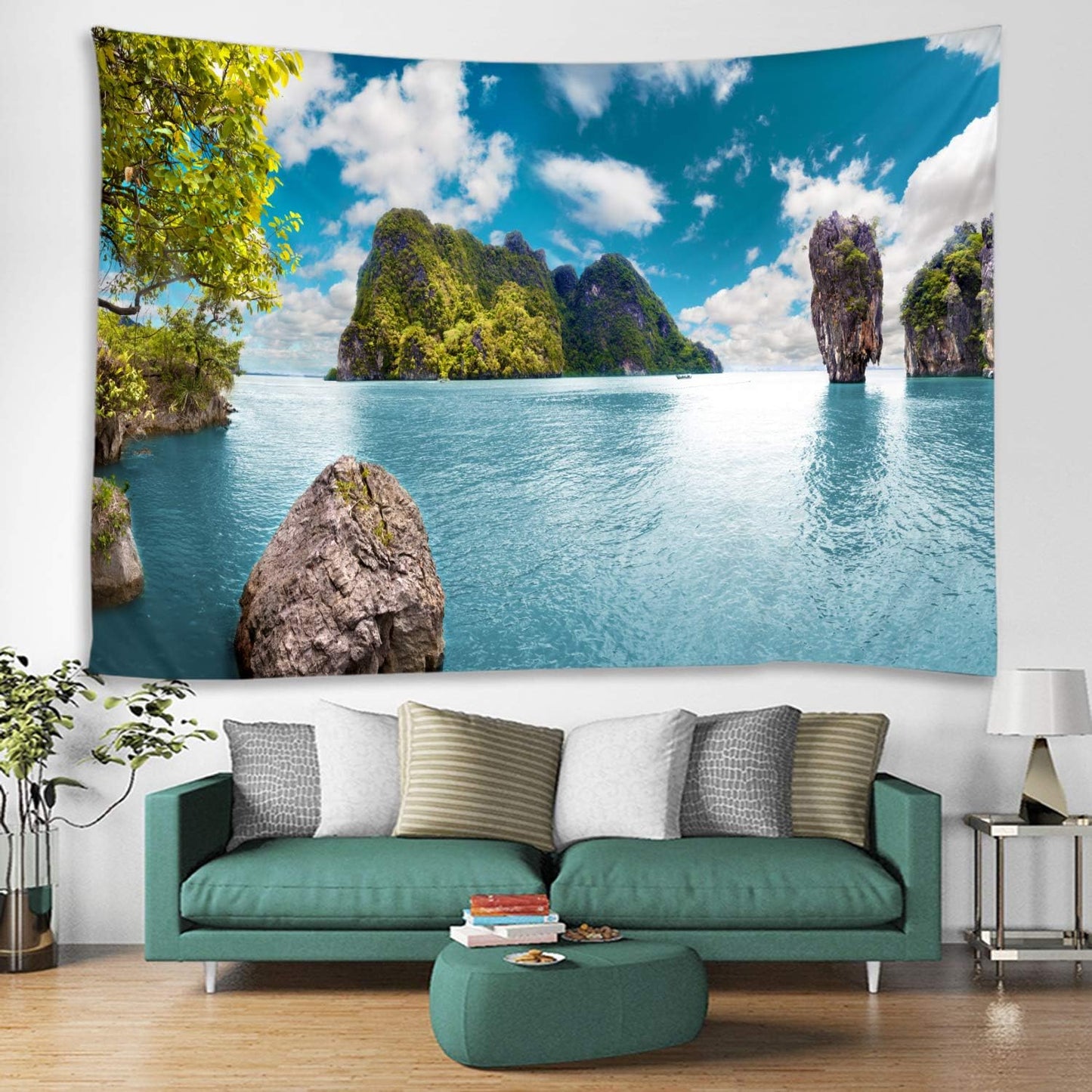 LYFANS Wooden Bridge Water Printing Fabric Tapestry Decorative Wall Art Tablecloth Bed Cover Picnic Carpet Beach Towel Bedroom Dormitory Living Room Multi functional Tapestry 79 x 59 inches