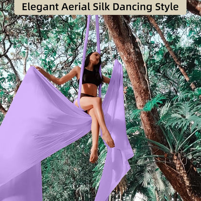 Aerial Silk Set, Premium 9Yards/8.2m Medium Stretch Fabric Silks, Perfect for AntiGravity Hammock Yoga Training & Dance Circus Performances Includes Hardwares & Daisy Chains