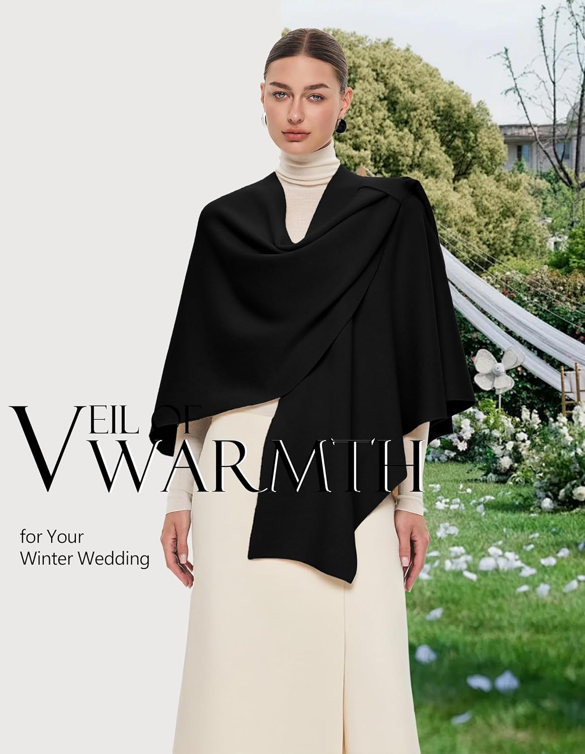 PULI Womens Large Cross Front Poncho Sweater Wrap Topper Knitted Elegant Shawls Cape for Fall Winter