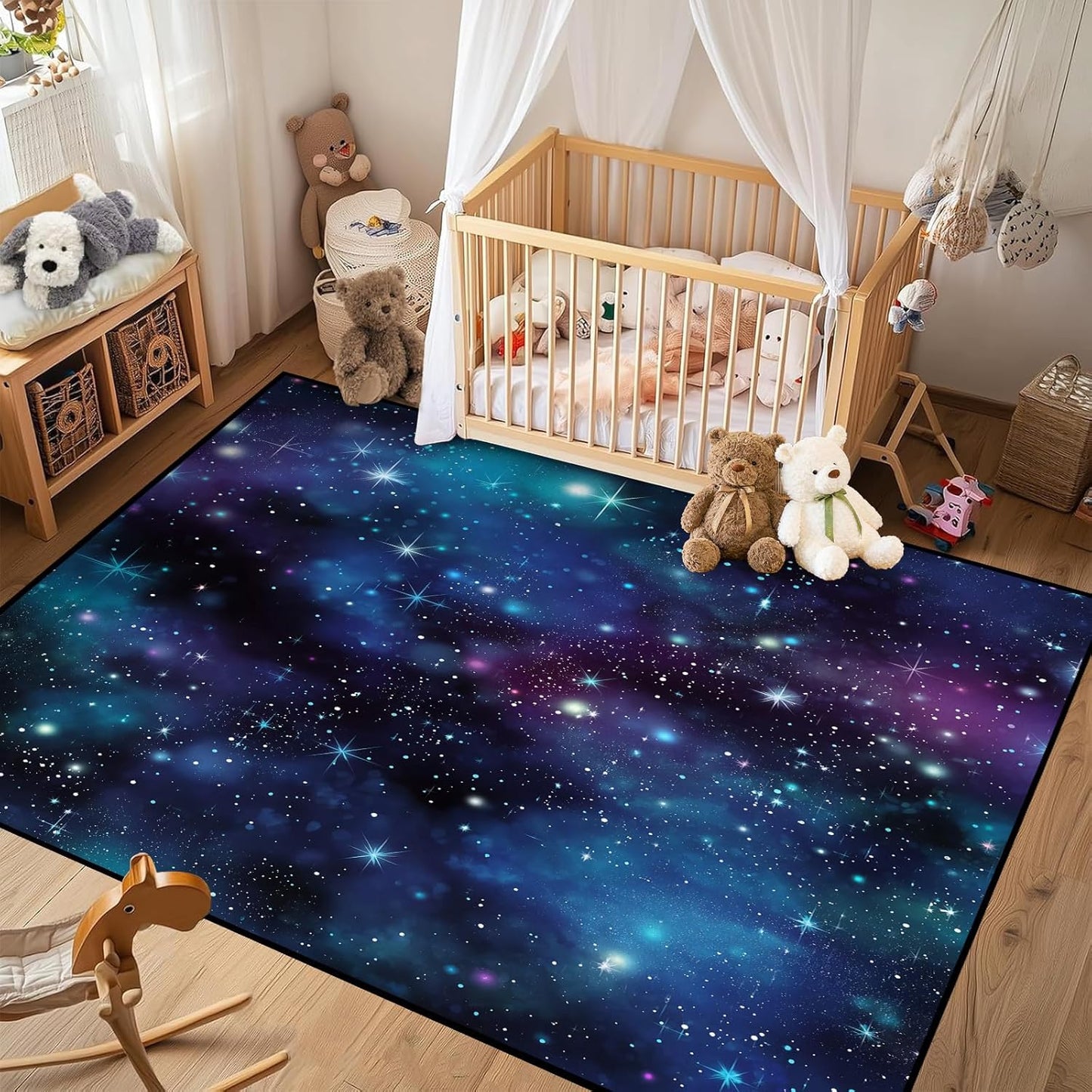 5'x7' Galaxy Rug Bedroom Living Room Gaming Area Rugs Nebula Throw Rugs Yoga Floor Mat Carpet,63"x83"