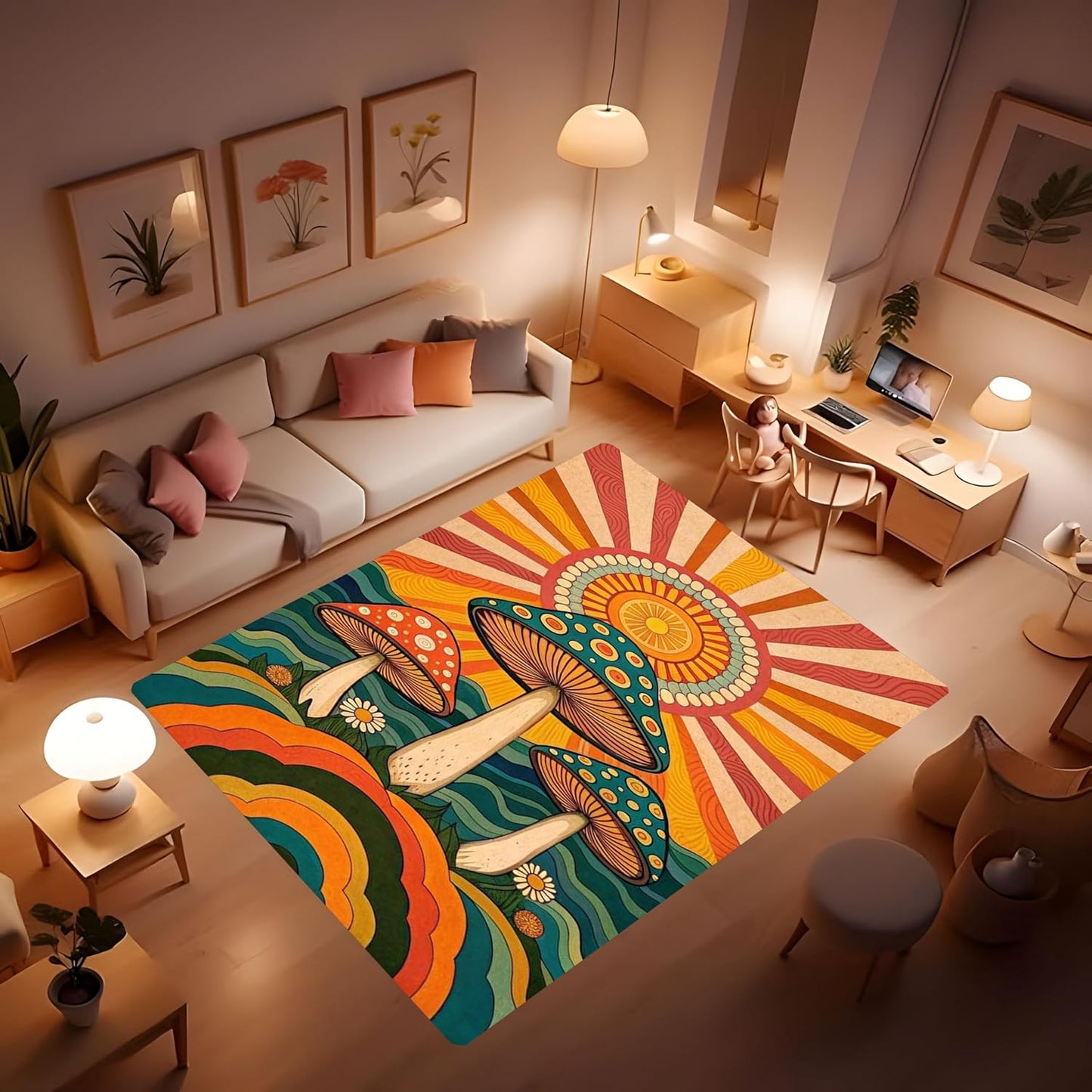 Butterfly Carpet Area Rug - Lovely Butterflies Printed Carpets for Kids Butterfly Theme Living Room Indoor Bedroom Decor Soft Polyester Yoga Mat 2'x3'