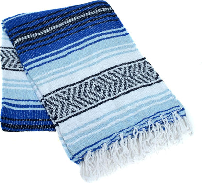 La Montana Authentic Mexican Blanket (10-Pack) - 74in x 50in Woven in Mexico - Falsa Throw for Yoga Studio, Picnic/Camping/Beach, Saddle Blanket, Bed/Home Decor (Assorted Neutrals)