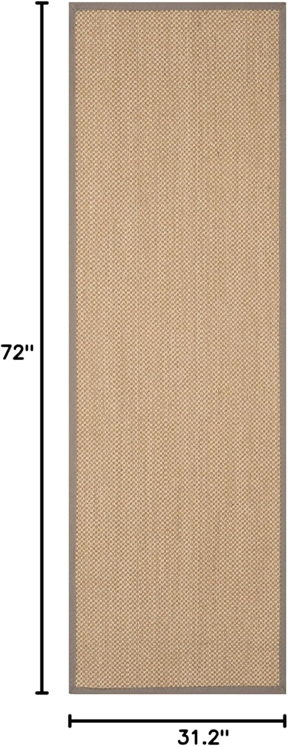 SAFAVIEH Area Rug 11x15 - Natural Fiber Collection - Large - Maize & Linen Color, Sisal, Woven Design with Border (NF141B) - Colors B