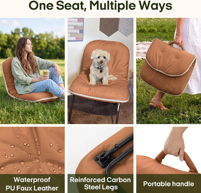 ZonLi Floor Chair for Adults, Adjustable Folding Meditation Chair with Back Support, Cozy Lazy Floor Sofa Chair for Reading Gaming Relaxing, Japandi Lounge Seat for Bedroom Dorm Living Room,Brown