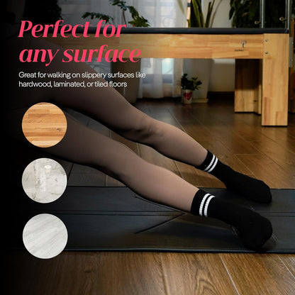 COOLMATE Pilates Socks with Grips for Women, Yoga Socks, Crew Non Slip Women for Barre, Pilates Gifts for Women - Colors B