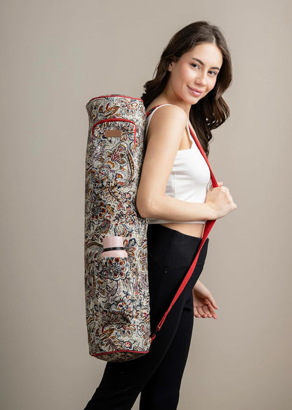 Maison d' Hermine Yoga Mat bag, Cylindrical bag for Woman&Men, yoga mat Bag &Adjustable shoulder straps Yoga Mat Carrier Bag with Drawstring Water Bottle Pocket and zipper pocket Easter Gifts