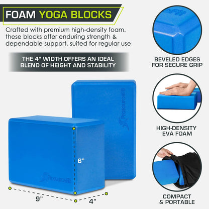 ProsourceFit Foam Yoga Blocks, High Density EVA Yoga Bricks 4”x 6” x 9” (Set of 2)