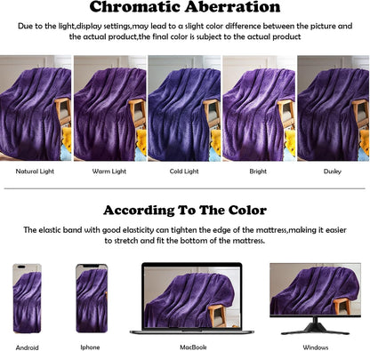 NEWCOSPLAY Super Soft Throw Blanket Light Purple Premium Silky Flannel Fleece Leaves Pattern Lightweight Bed Blanket All Season Use (Light Purple, Throw(50"x60")) - Colors A