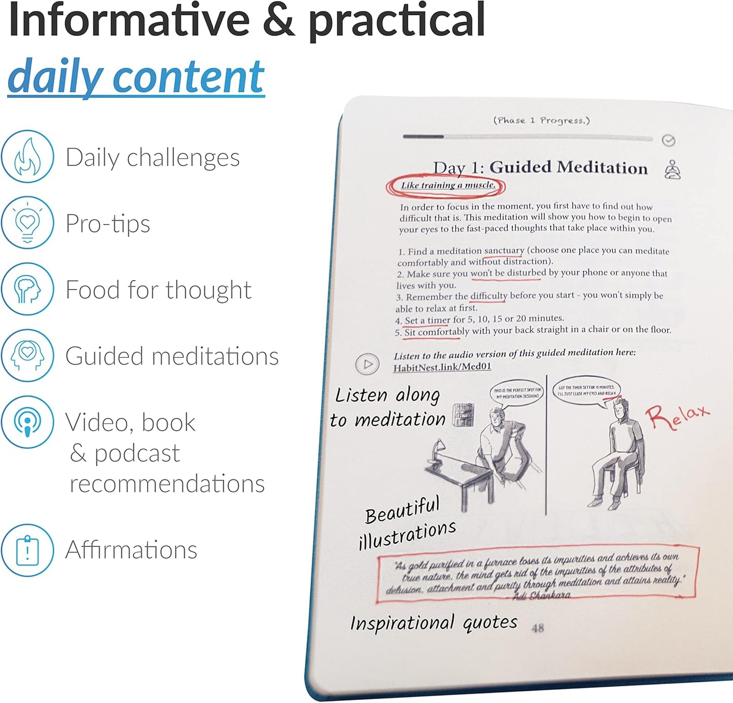 The Meditation Sidekick Journal - Meditation Books Meets Guided Journal! This Mindfulness Journal Helps You Meditate Effectively! Meditation Journal. Habit Journal Meditation for Beginners.