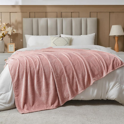 NEWCOSPLAY Super Soft Throw Blanket Light Purple Premium Silky Flannel Fleece Leaves Pattern Lightweight Bed Blanket All Season Use (Light Purple, Throw(50"x60")) - Colors A