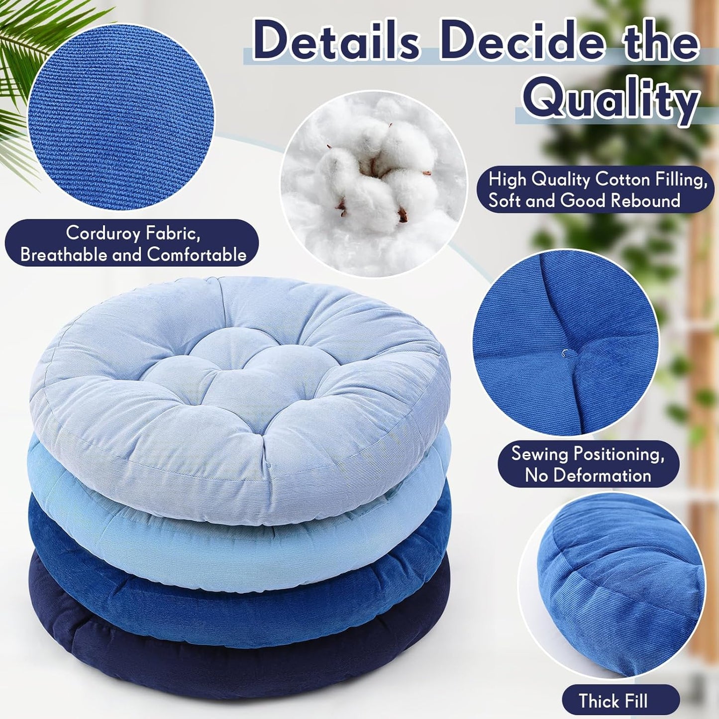 Jerify Floor Pillow Cushions Large Round Square Large Meditation Floor Pillow for Classroom Adult Meditation Picnic Party Seating Learning Daycare School(Square,Mixed Colors,4 Pcs)