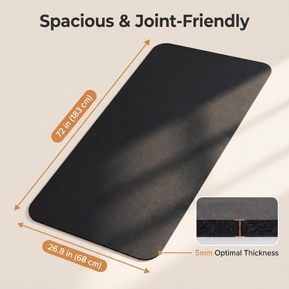 Grip Yoga Mat 5mm Non-Slip PU Natural Rubber Surface, Premium Fitness Mat for Hot Yoga, Pilates, for Women and Men