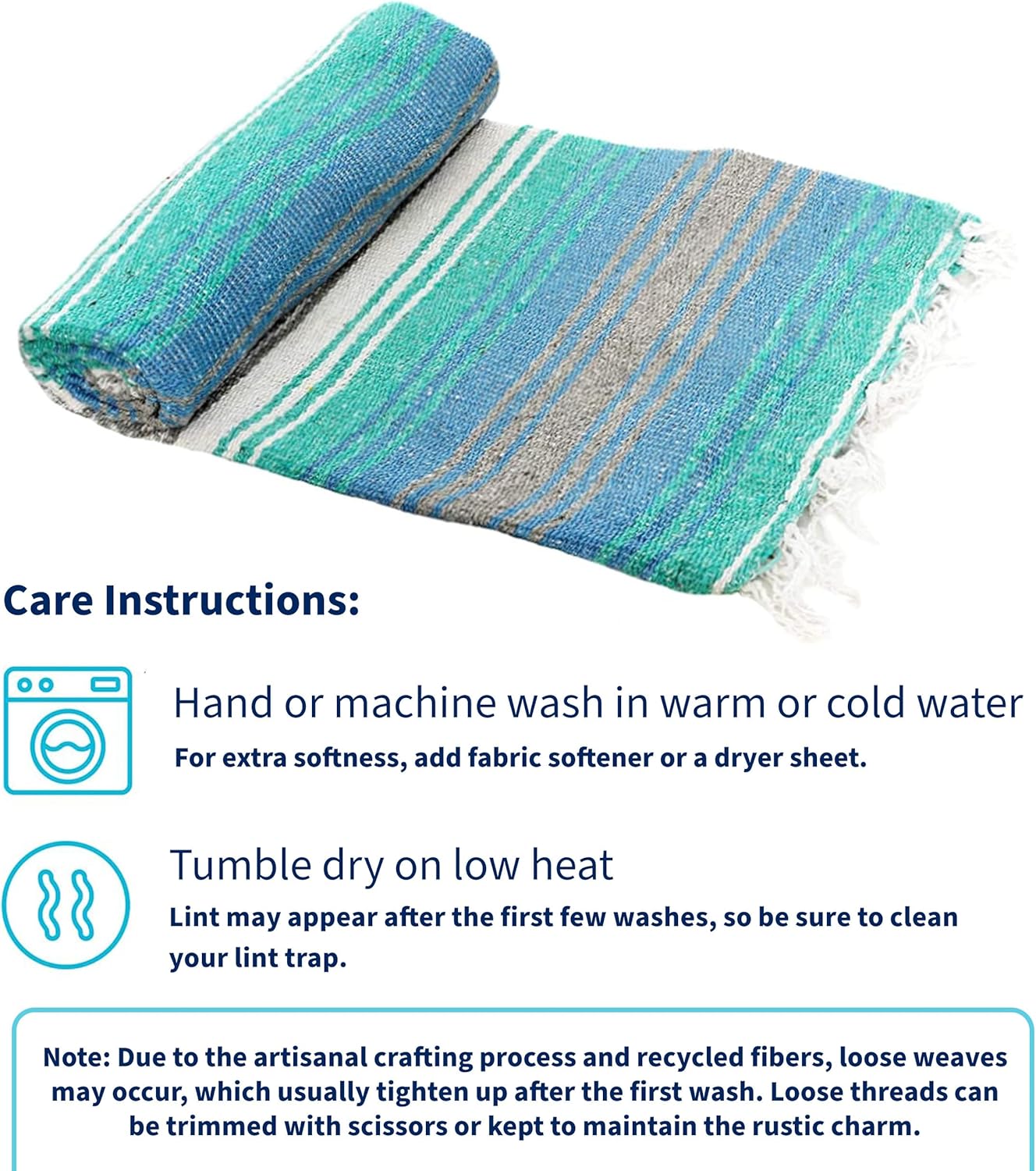 La Montana Authentic Mexican Blanket (10-Pack) - 74in x 50in Woven in Mexico - Falsa Throw for Yoga Studio, Picnic/Camping/Beach, Saddle Blanket, Bed/Home Decor (Assorted Neutrals)
