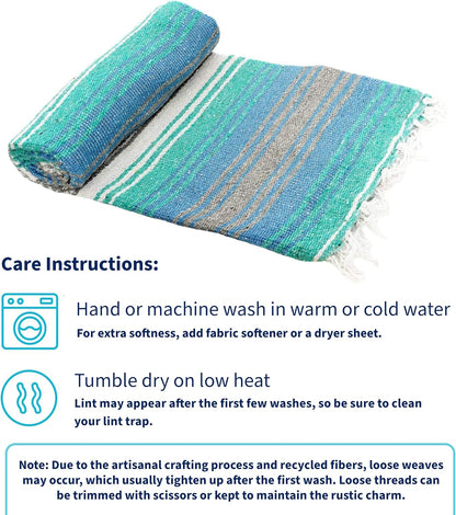 La Montana Authentic Mexican Blanket (10-Pack) - 74in x 50in Woven in Mexico - Falsa Throw for Yoga Studio, Picnic/Camping/Beach, Saddle Blanket, Bed/Home Decor (Assorted Neutrals)