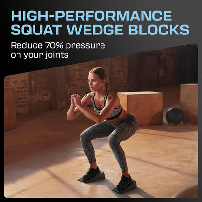 Flexelent Squat Wedge Block Pair - Heel Elevated Squat Wedge for Deeper Squats, Heavy Lifting and Better Form - 17° Angle Exercise Wedges, Slant Board for Squats with Carry Backpack