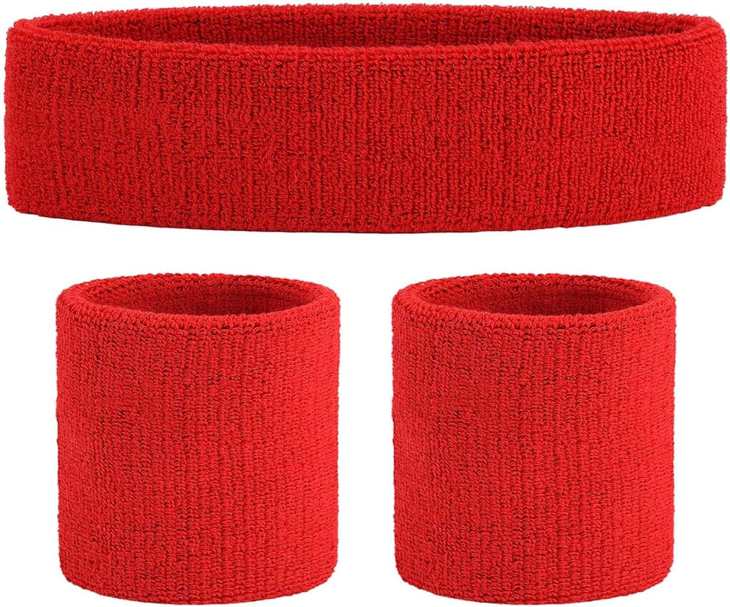 ONUPGO Sweatband Set Sports Headband Wristband Set Sweatbands Terry Cloth Wristband Wrist Sweatband Headbands Moisture Wicking Sweat Absorbing Head Band