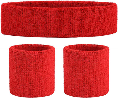 ONUPGO Sweatband Set Sports Headband Wristband Set Sweatbands Terry Cloth Wristband Wrist Sweatband Headbands Moisture Wicking Sweat Absorbing Head Band