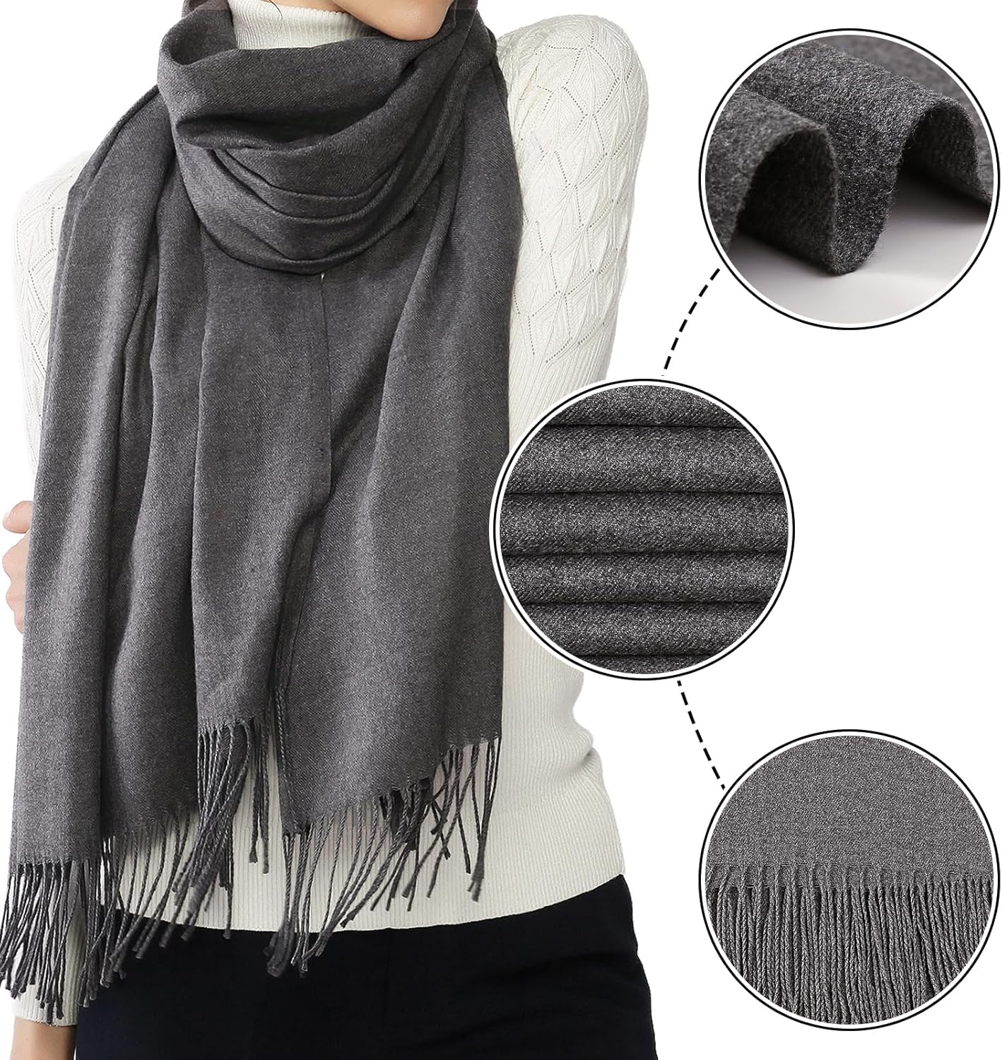 RIIQIICHY Women's Scarf Pashmina Shawls and Wraps for Evening Dress Bridesmaid Wedding Bridal Winter Warm Long Large Scarves