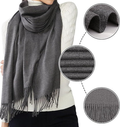 RIIQIICHY Women's Scarf Pashmina Shawls and Wraps for Evening Dress Bridesmaid Wedding Bridal Winter Warm Long Large Scarves