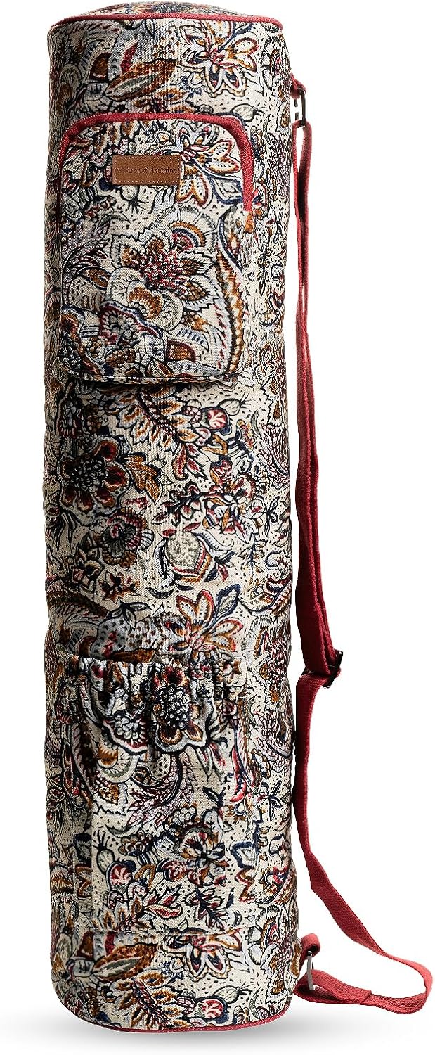 Maison d' Hermine Yoga Mat bag, Cylindrical bag for Woman&Men, yoga mat Bag &Adjustable shoulder straps Yoga Mat Carrier Bag with Drawstring Water Bottle Pocket and zipper pocket Easter Gifts