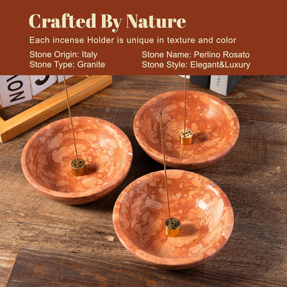 Koville Natural Marble Incense Holder, Incense Holder for Sticks with 9 Holes, Handmade Incense Burner Ash Catcher for Meditation Yoga SPA, Balsam Fir/Palo Santo/Sage/Cone (RoyalBeige)