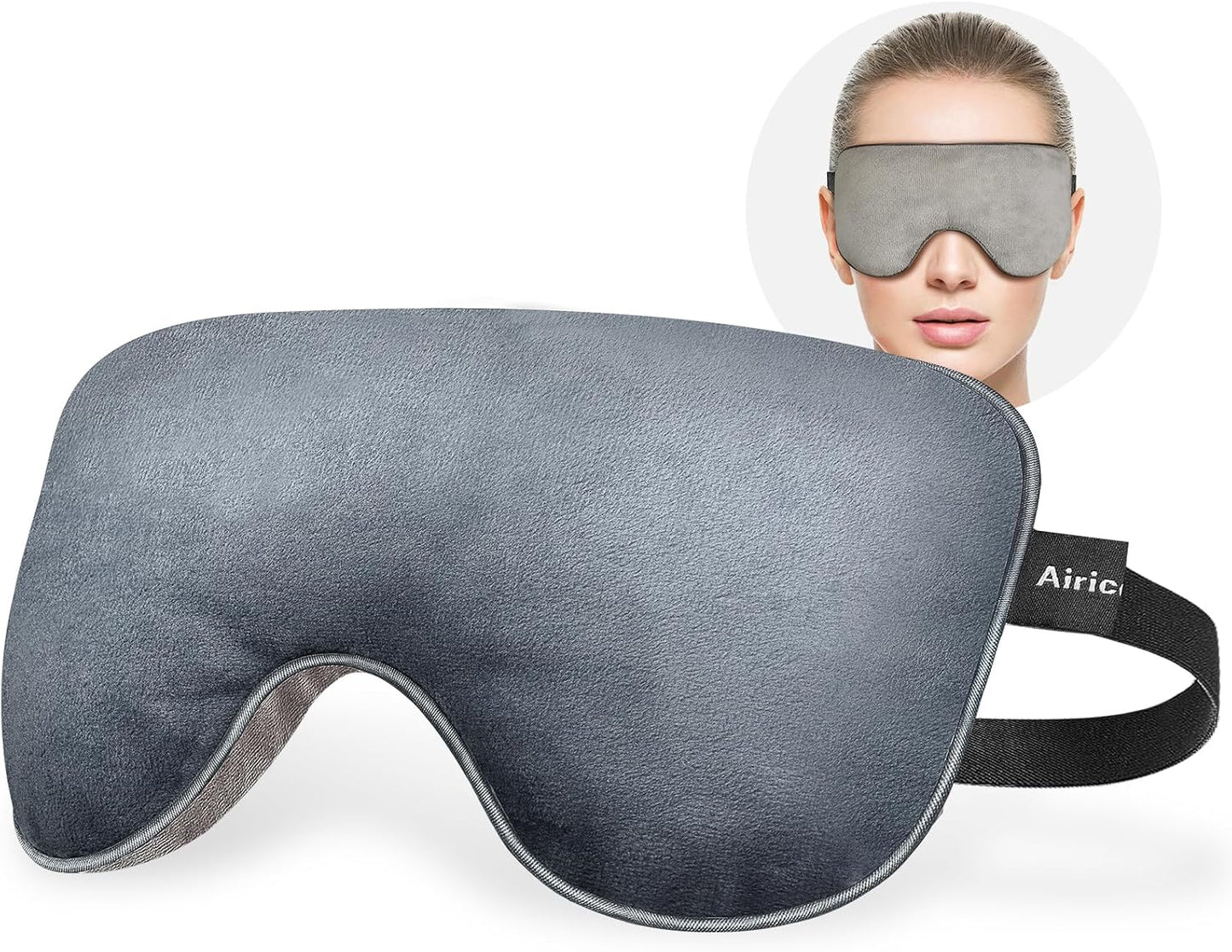 AiricePac Lavender Heat Eye Mask, Microwavable Moist Heating Pad for Dry Eyes, Blepharitis & Stye, Blue, Soft & Durable, Adjustable Strap