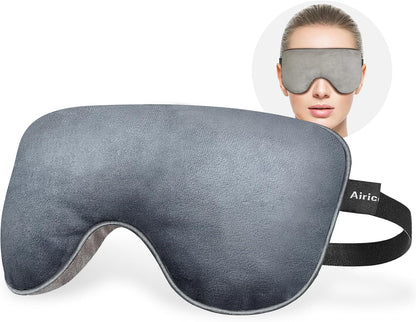 AiricePac Lavender Heat Eye Mask, Microwavable Moist Heating Pad for Dry Eyes, Blepharitis & Stye, Blue, Soft & Durable, Adjustable Strap