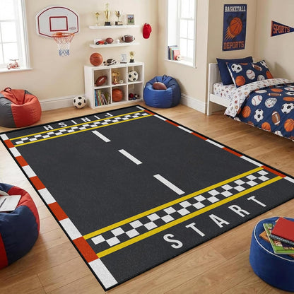 Sports Field Area Rug,5x7ft, Soccer Field Chalked Blackboard Football Stadium Board Painted Non-Slip Soft Carpet Floor Mat Indoor Living Room Bedroom Rugs Yoga Mat Home Decor