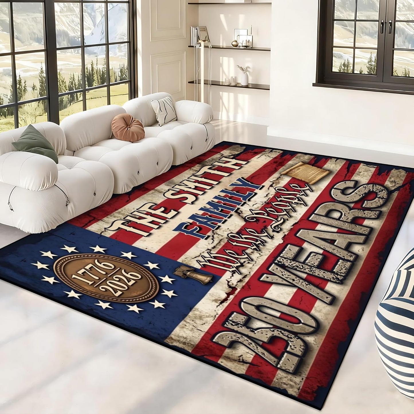 Personalized Family Name Initials Monogram Pink Rug, Shining Butterfly Printed Carpets for Girls Kids Butterfly Theme Living Room Indoor Bedroom Decor 5'×7' Soft Polyester Yoga Mat