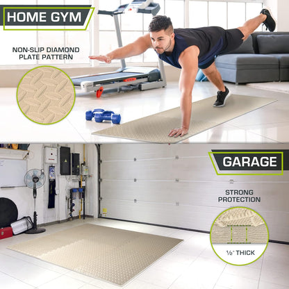 ProsourceFit Exercise Puzzle Mat ½-inch, EVA Interlocking Foam Floor Tiles for Home Gym, Workout Equipment, Kids Play Areas, Black, 24 SQ FT - 6 Tiles