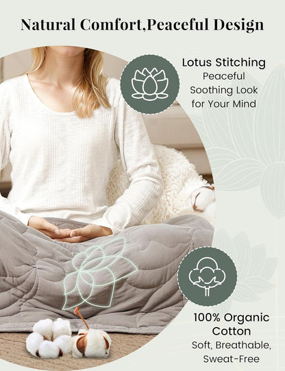 ZonLi Weighted Lap Blanket 5lbs for Meditation, Yoga, Napping, Sleeping and Travel, Cotton Weighted Blanket for Adults,Skin Friendly & Machine Washable, 29x24 inches, Light Gray
