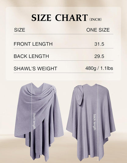 PULI Womens Large Cross Front Poncho Sweater Wrap Topper Knitted Elegant Shawls Cape for Fall Winter