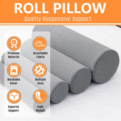 2 Pack Round Massage Table Bolster Pillow Pad, Bolster Pillow, Round Pillows, Suitable for Earthlite Massage Table (Grey, 7.8''x19.6'')